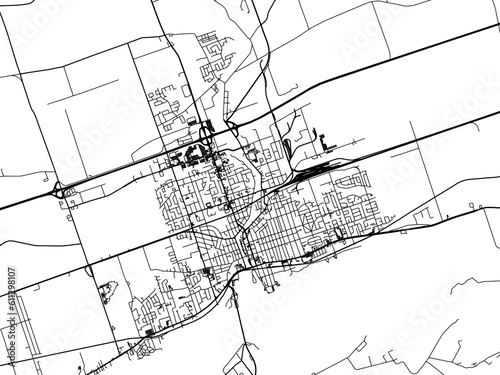 Vector road map of the city of  Belleville Ontario in Canada on a white background.