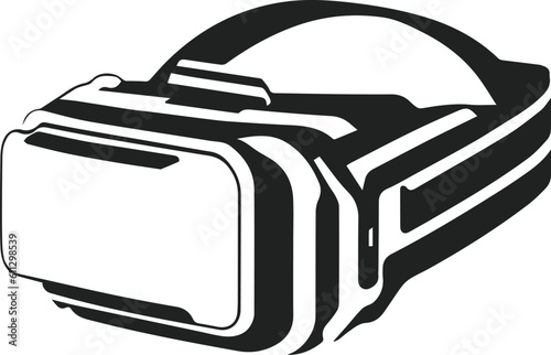Black and white icons of VR glasses. Virtual glasses technology