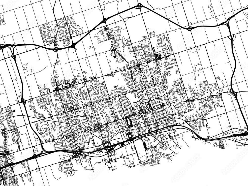 Obraz premium Vector road map of the city of Oshawa-Whitby Ontario in Canada on a white background.
