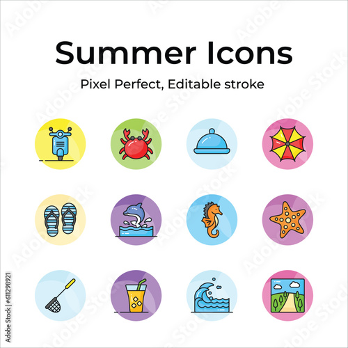 Bring the joy of summer to your projects with a delightful assortment of seaside inspired icons