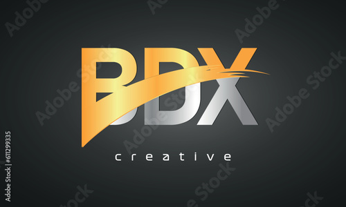 BDX Letters Logo Design with Creative Intersected and Cutted