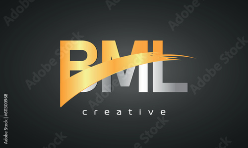 BML Letters Logo Design with Creative Intersected and Cutted photo