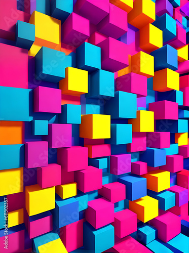 Colorful abstract geometric 3D background panels.