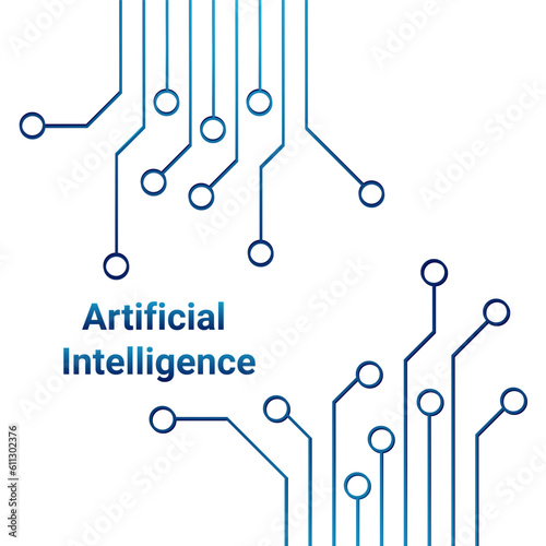 CPU in 2D style. The process of artificial intelligence. Technologies