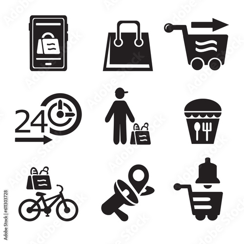 A set of vector icons for ordering and shopping.