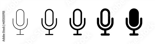 Billede på lærred Microphone speaker (speech to text) line art icon for apps and websites