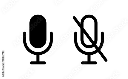 Mute and unmute audio microphone flat vector icons for video apps and websites. Vector 10 eps. photo