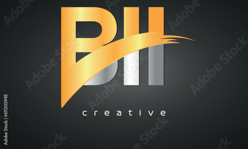 BII Letters Logo Design with Creative Intersected and Cutted