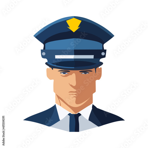 Portrait of police officer vector illustration