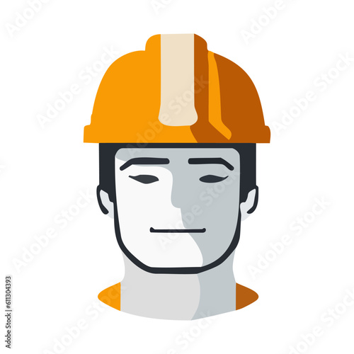 Portrait of a man wearing a industrial helmet or construction helmet vector illustration