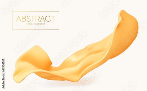 3d liquid abstract golden shape. Vector illustration