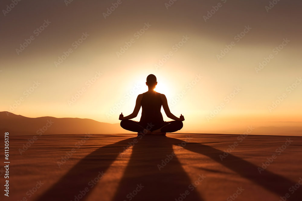 silhouette of a person meditating