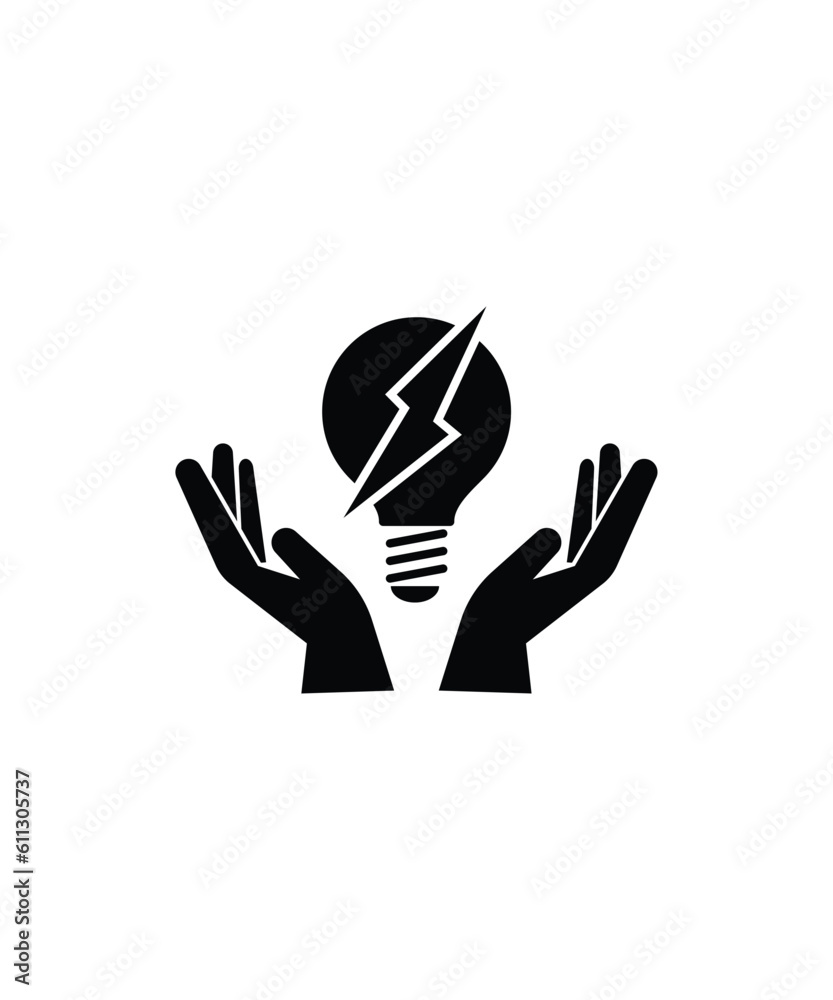 Fototapeta premium hand holding electric bulb icon, vector best flat icon.