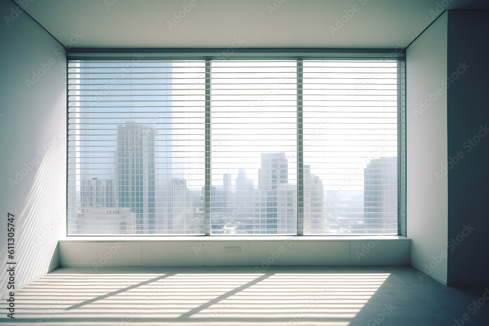 Fototapeta premium empty room with window and curtains