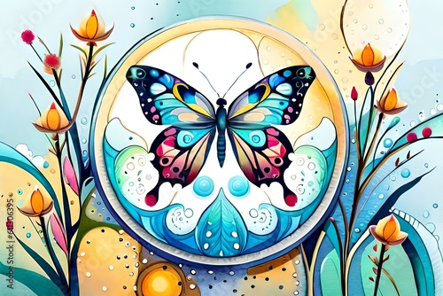 Butterfly and Flowers, Generative ai 