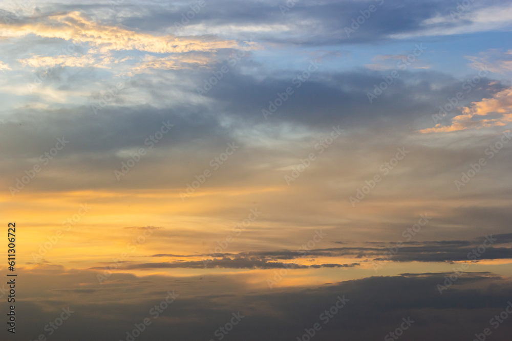 Fototapeta premium sunset sky with multicolor clouds. Dramatic twilight sky background