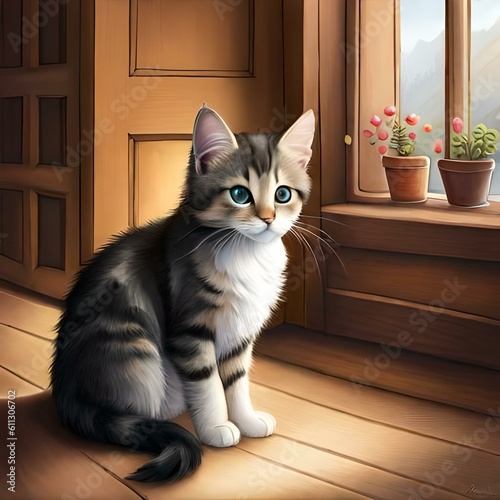 Cat on the window sill, Generative ai 