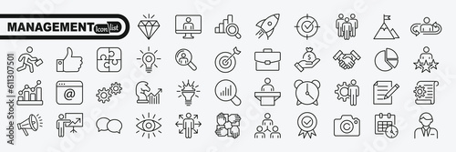 Business and management line icons set. Management icon collection. Vector illustrator
