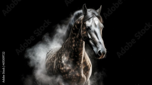 Portrait of Grace  The Black Horse Surging from Smoke