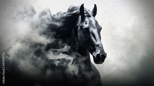 Emerging Majesty: The Black Horse in Monochrome