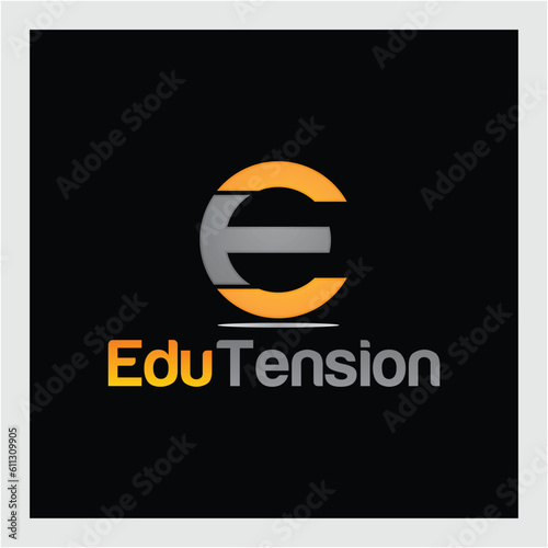 initial letter logo et, te, t in lowercase e on black background