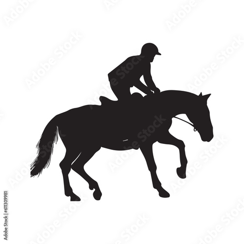 Fototapeta Naklejka Na Ścianę i Meble -  A Raider Ride a Horse Vector Silhouette Flat Illustration