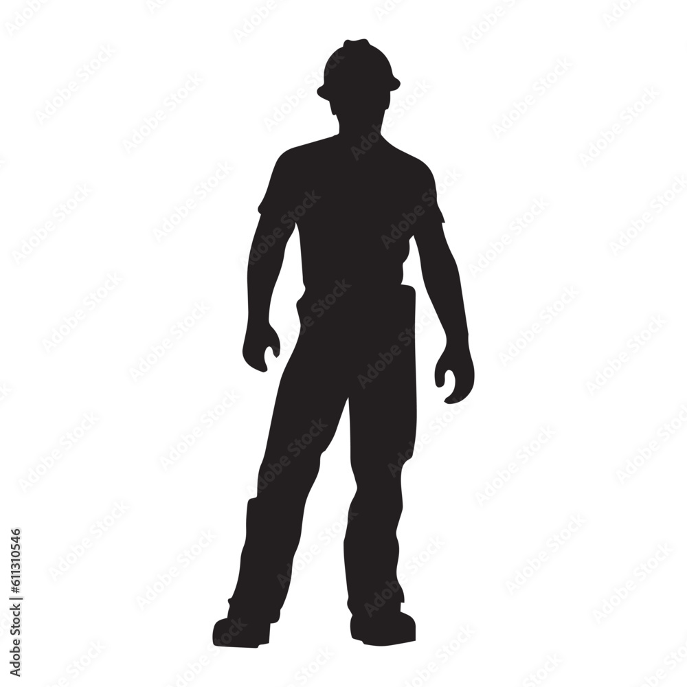 A Worker Vector Silhouette Illustration Flat Vector, Worker Flat Vector Illustration.