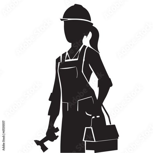 A Girl Worker vector silhouette