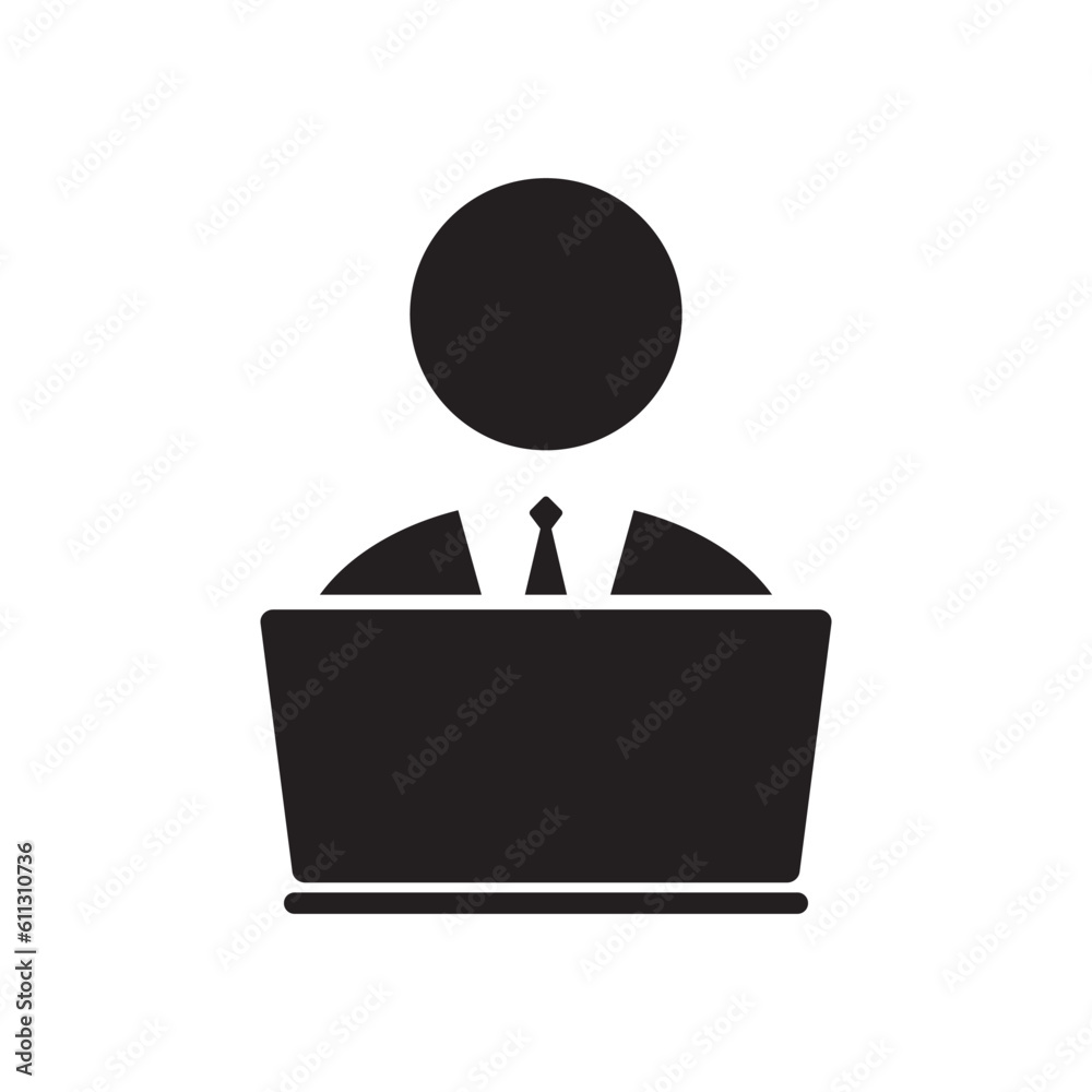 work on laptop icon design vector template isolated