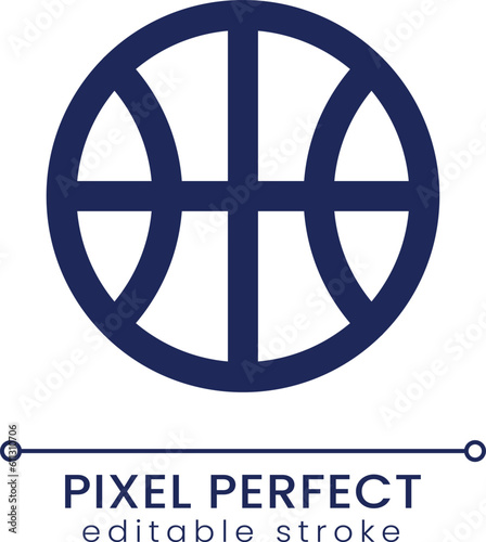 Basketball match pixel perfect linear ui icon. Team game competition. Sports equipment. GUI, UX design. Outline isolated user interface element for app and web. Editable stroke. Poppins font used