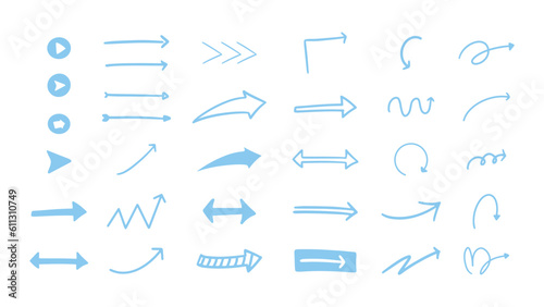 doodle arrow icons hand drawn arrows icon set on white background