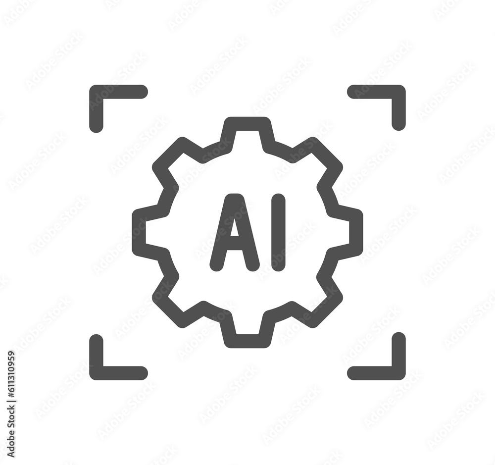 Artificial intelligence related icon outline and linear symbol.	

