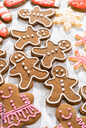 Christmas gingerbread cookies with royal icing