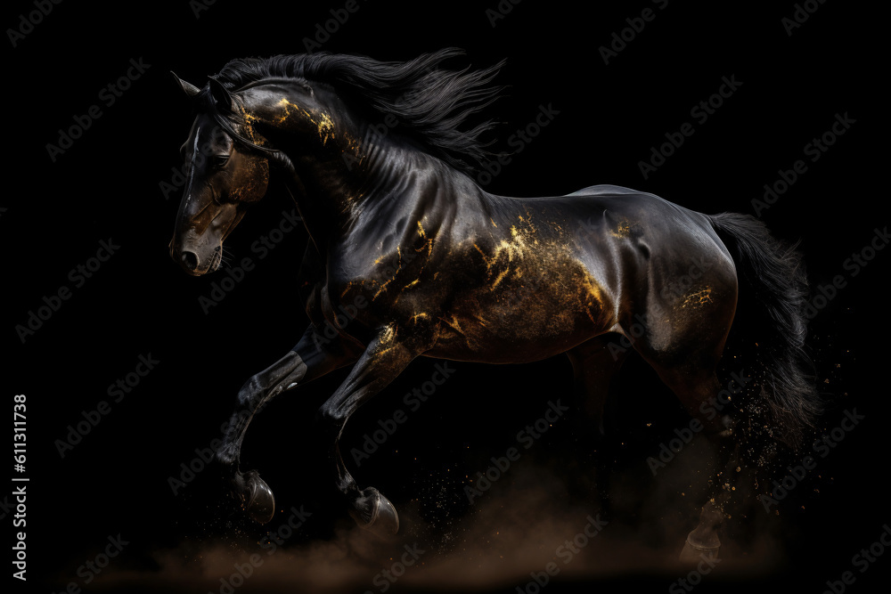 Aesthetic horse | black golden accents