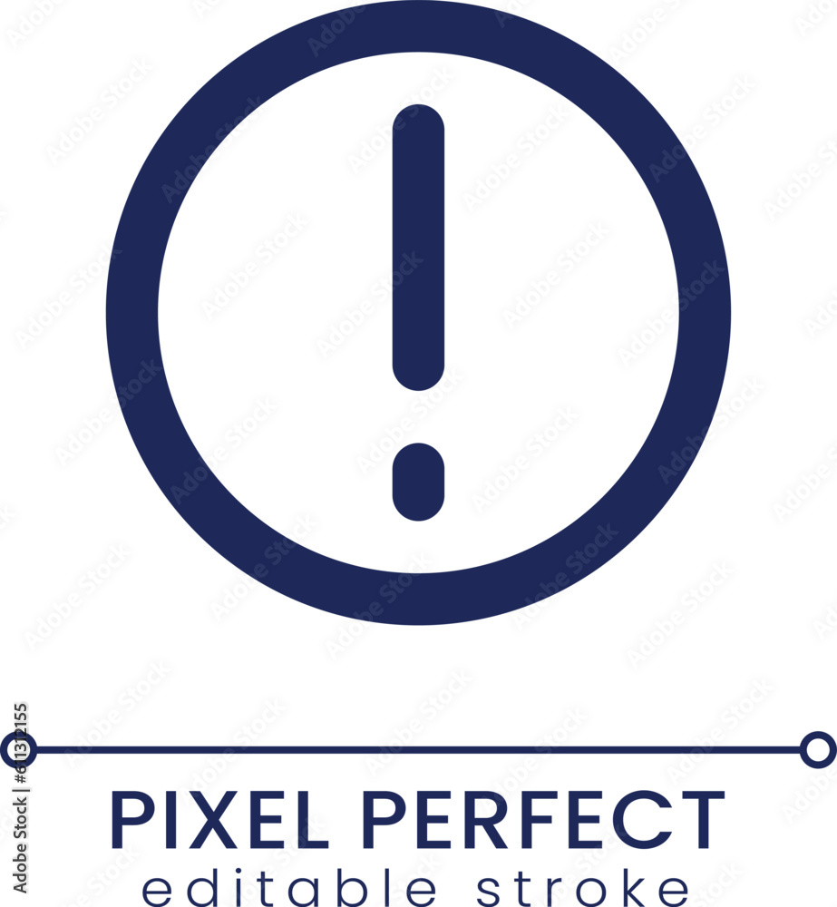 Warning pixel perfect linear ui icon. Exclamation mark in circle. Pay attention. GUI, UX design. Outline isolated user interface element for app and web. Editable stroke. Poppins font used Warning pixel perfect linear ui icon. Exclamation mark in circle. Pay attention. GUI, UX design. Outline isolated user interface element for app and web. Editable stroke. Poppins font used