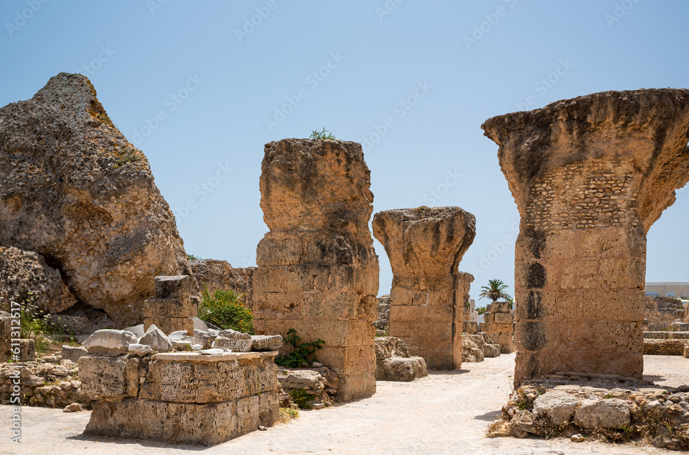 The Baths of Antoninus or Baths of Carthage in Tunis, Tunisia. These are the vastest set of Roman Thermae built on the African continent and one of three largest built in the Roman Empire.