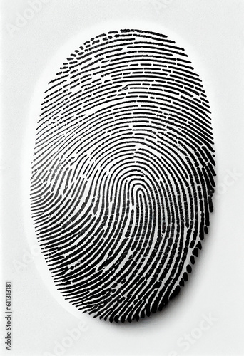 Impression of a fingerprint on a white background. Generative AI.