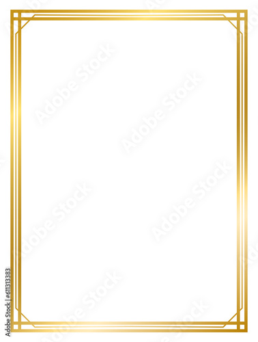 Art Deco gold frame vintage frame line geometric wedding label card frame png transparent background