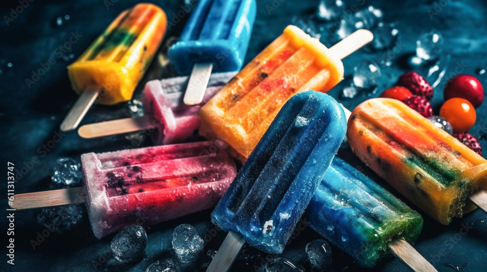 Vibrant colorful ice pops in the summertime Vibrant colorful ice pops in the summertime