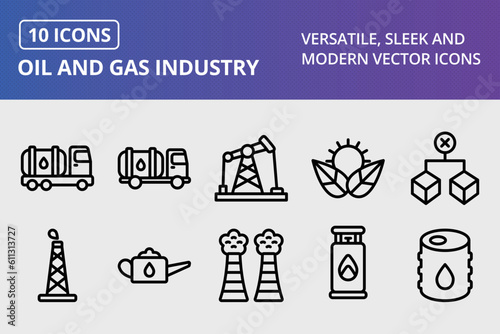 Vector Oil and Gas Industry Icon Set
