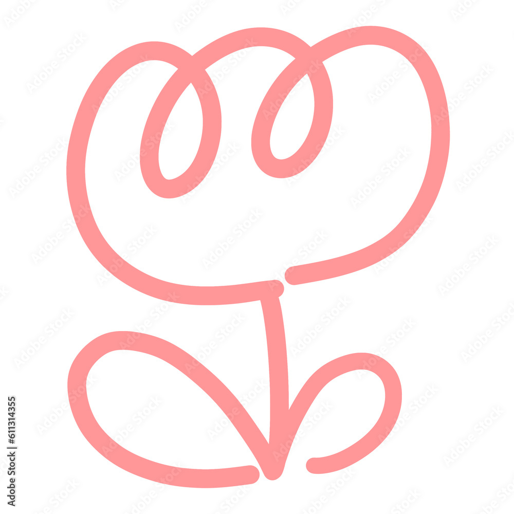 Cute Scribble Pink Tulip Flower Line Doodle Cartoon Cute Scribble Pink Tulip Flower Line Doodle Cartoon