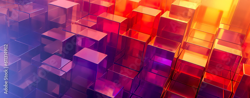 Transparent glass with gradient colors background. abstract geometry background. Generative AI