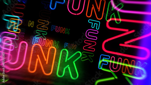 Fotografie Funk music music neon light 3d illustration