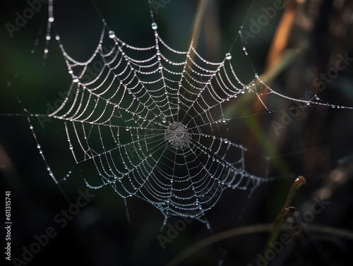 Spinnennetz mit funkelnden Wassertropfen: Natürliche Schönheit und faszinierende Details