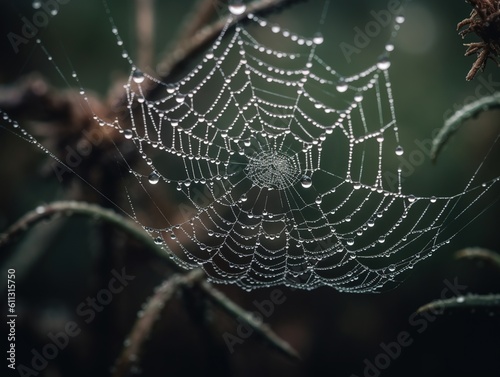Spinnennetz mit funkelnden Wassertropfen: Natürliche Schönheit und faszinierende Details