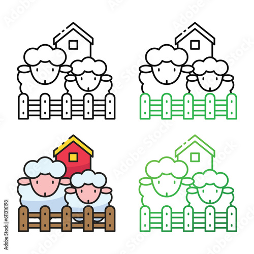 Sheep icon design in four variation color