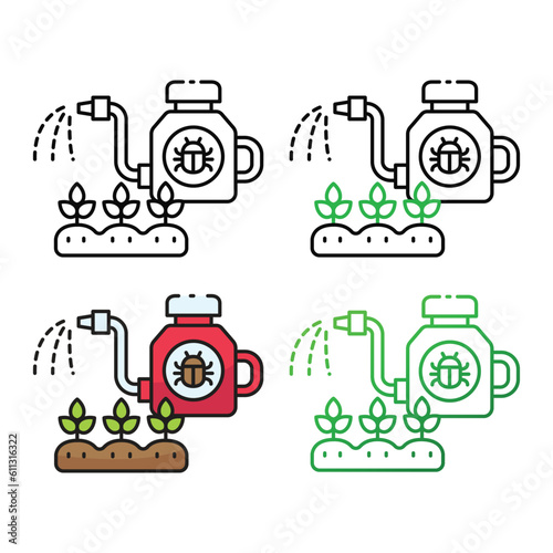 Pesticide icon design in four variation color