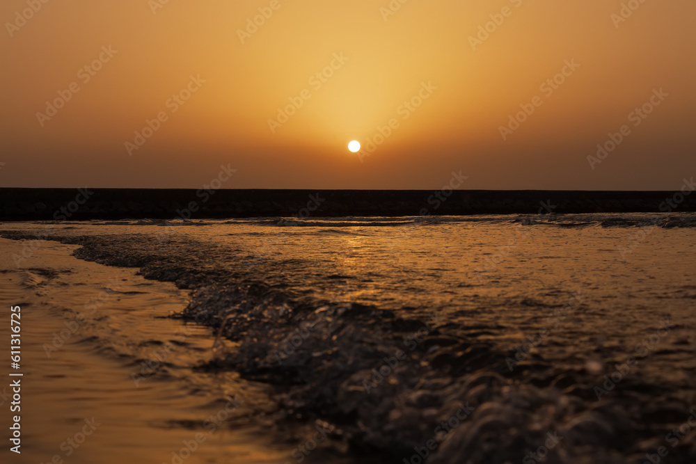 Beautiful sunset over the sea.Summer vacation, sea and mood