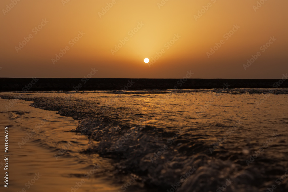 Fototapeta premium Beautiful sunset over the sea.Summer vacation, sea and mood