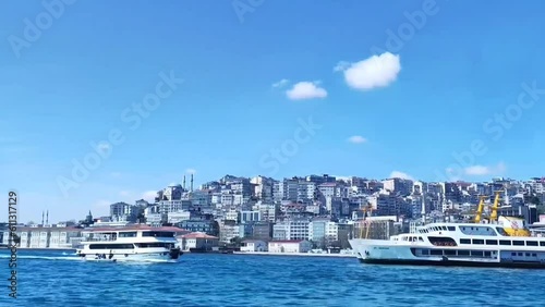 Antalya, Turkey, May 10, 2023. The blue sea, the Bosphorus Strait and the coast of the city of Istanbul with buildings and structures.